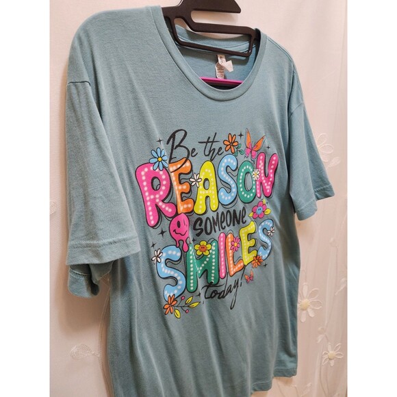 Love In Faith Womens Medium Green T-Shirt Floral Inspirational Quote Joy Love - Picture 2 of 13